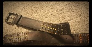 Faux leather belt with lots of detail stitching